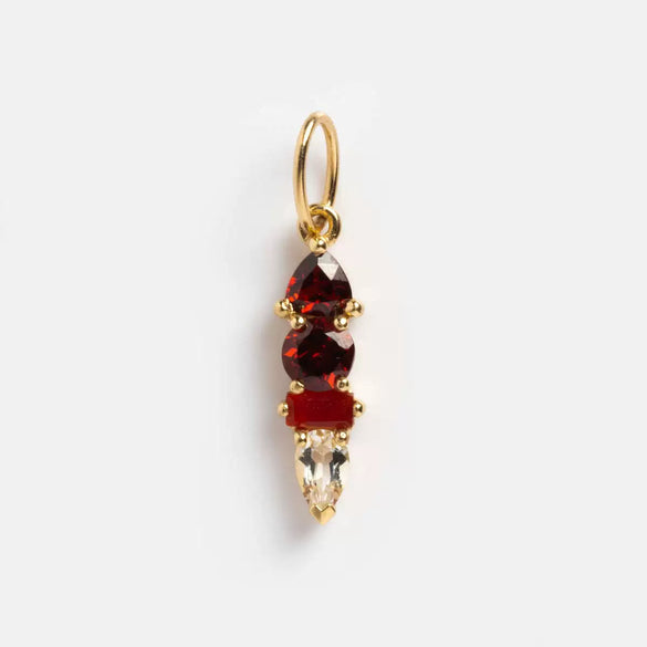 Stainless Steel Birthstone Zircon Necklace Pendant With Vacuum Electroplated 18K Gold