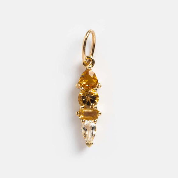 Stainless Steel Birthstone Zircon Necklace Pendant With Vacuum Electroplated 18K Gold