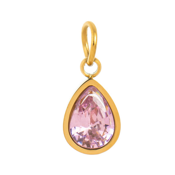 Stainless Steel Birthstone Zircon Necklace Pendant With Vacuum Electroplated 18K Gold