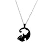 Stainless Steel Black And White Cat Pair Hug Splicing Pendant Necklace With Electroplated Titanium Steel Geometric Design For Unisex