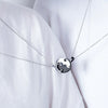 Stainless Steel Black And White Cat Pair Hug Splicing Pendant Necklace With Electroplated Titanium Steel Geometric Design For Unisex