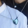 Stainless Steel Black And White Cat Pair Hug Splicing Pendant Necklace With Electroplated Titanium Steel Geometric Design For Unisex