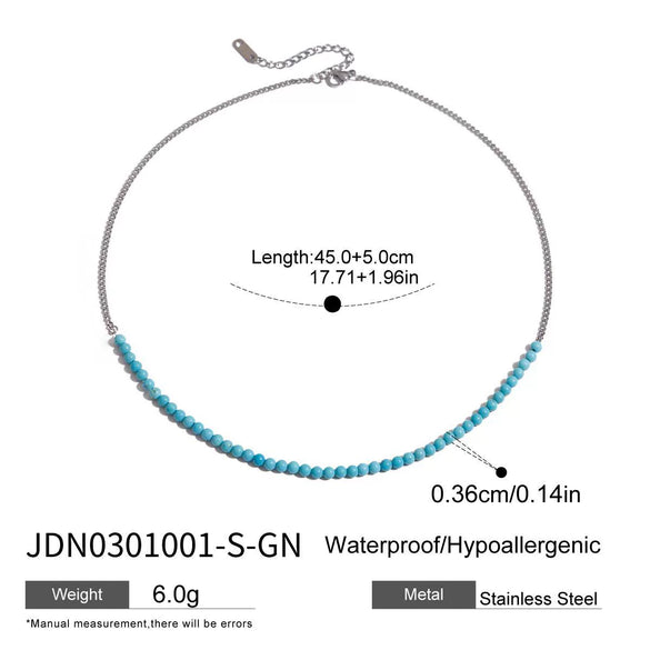 Stainless Steel Black Onyx Turquoise Clavicle Necklace With Electroplating