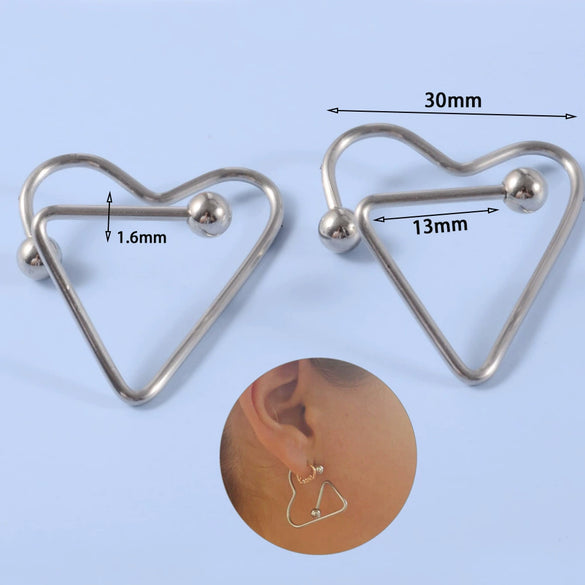 Stainless Steel Body Piercing Jewelry With Pointed Cone Breast Ring Heart Shaped Wings Bee Kitten Flower Ball Design And Electroplating Process