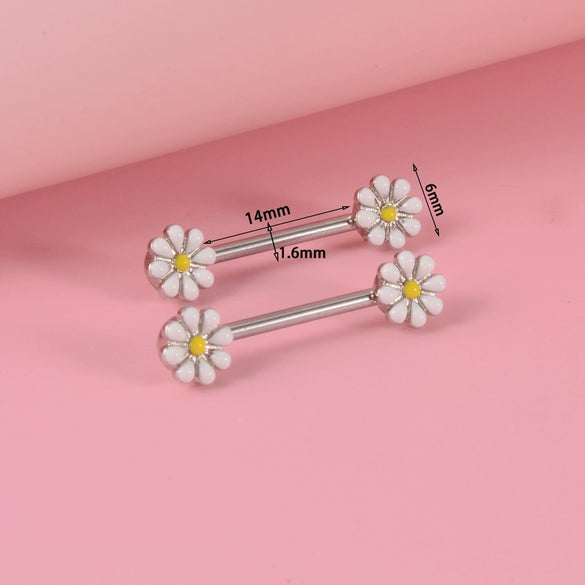 Stainless Steel Body Piercing Jewelry With Pointed Cone Breast Ring Heart Shaped Wings Bee Kitten Flower Ball Design And Electroplating Process