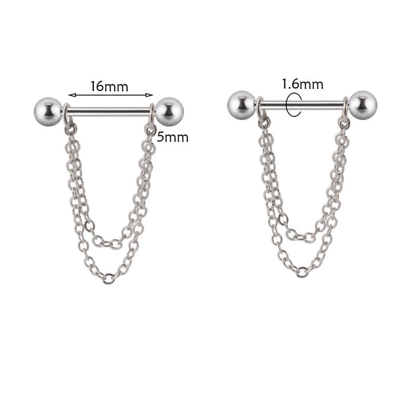 Stainless Steel Body Piercing Jewelry With Pointed Cone Breast Ring Heart Shaped Wings Bee Kitten Flower Ball Design And Electroplating Process