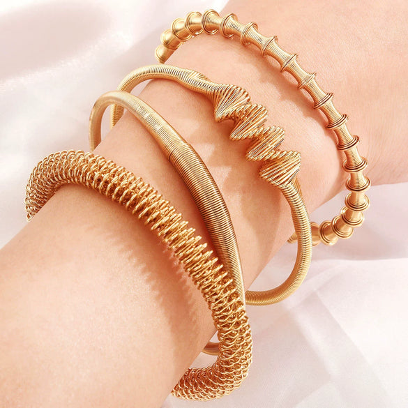 Stainless Steel Bohemian Adjustable Female Woven Bracelet With Electroplating