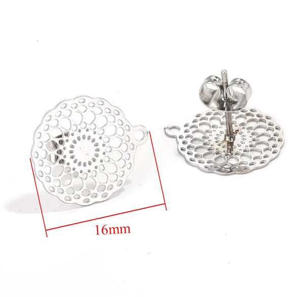 Stainless Steel Bohemian Geometric Cut Out Pattern Electroplated Diy Handmade Ear Hook Hanging Vacuum Earrings Jewelry Accessories