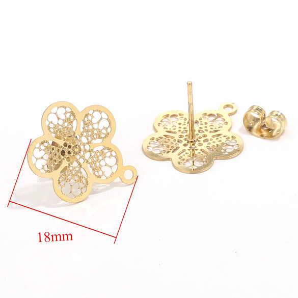 Stainless Steel Bohemian Geometric Cut Out Pattern Electroplated Diy Handmade Ear Hook Hanging Vacuum Earrings Jewelry Accessories