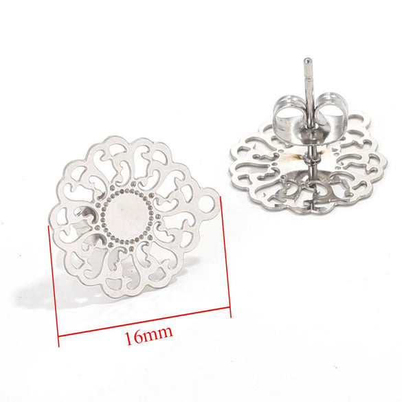 Stainless Steel Bohemian Geometric Cut Out Pattern Electroplated Diy Handmade Ear Hook Hanging Vacuum Earrings Jewelry Accessories
