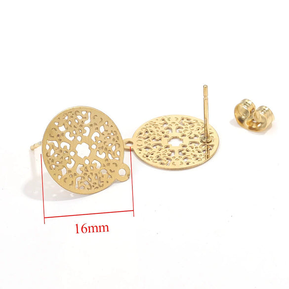 Stainless Steel Bohemian Geometric Cut Out Pattern Electroplated Diy Handmade Ear Hook Hanging Vacuum Earrings Jewelry Accessories