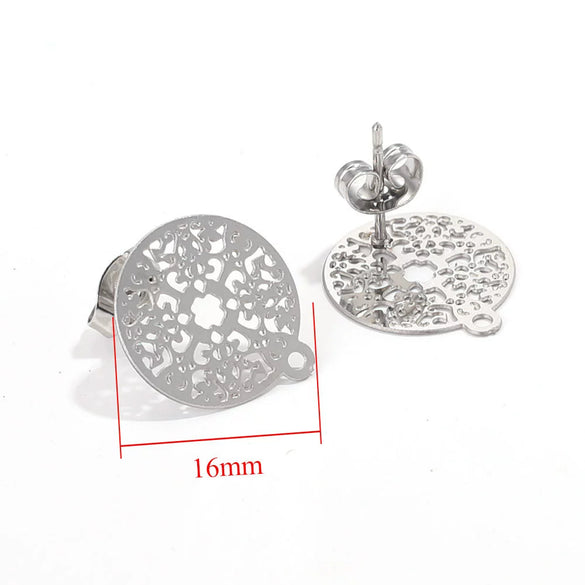 Stainless Steel Bohemian Geometric Cut Out Pattern Electroplated Diy Handmade Ear Hook Hanging Vacuum Earrings Jewelry Accessories