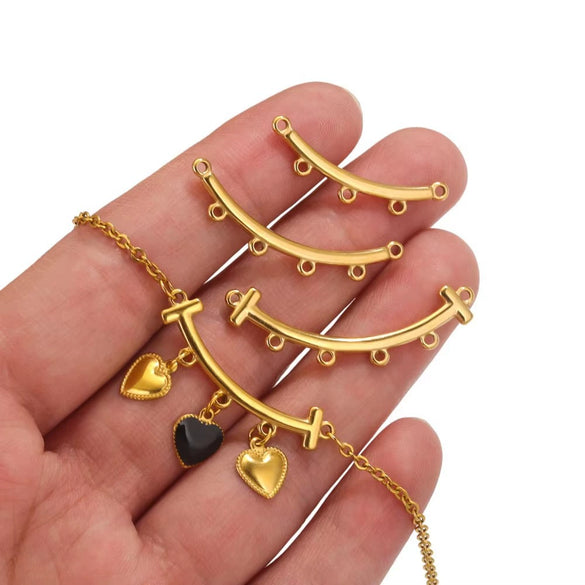 Stainless Steel Bohemian Multistrand Porous Curved Connector Totem Pattern Diy Jewelry Making Supplies Accessories With Electroplating