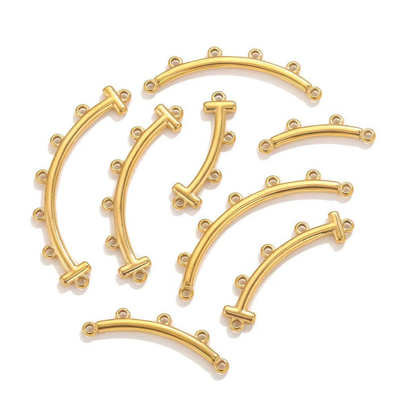 Stainless Steel Bohemian Multistrand Porous Curved Connector Totem Pattern Diy Jewelry Making Supplies Accessories With Electroplating