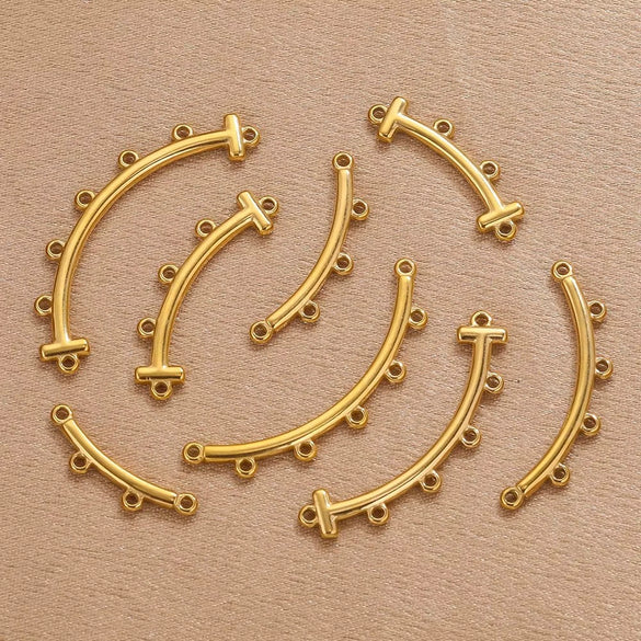Stainless Steel Bohemian Multistrand Porous Curved Connector Totem Pattern Diy Jewelry Making Supplies Accessories With Electroplating