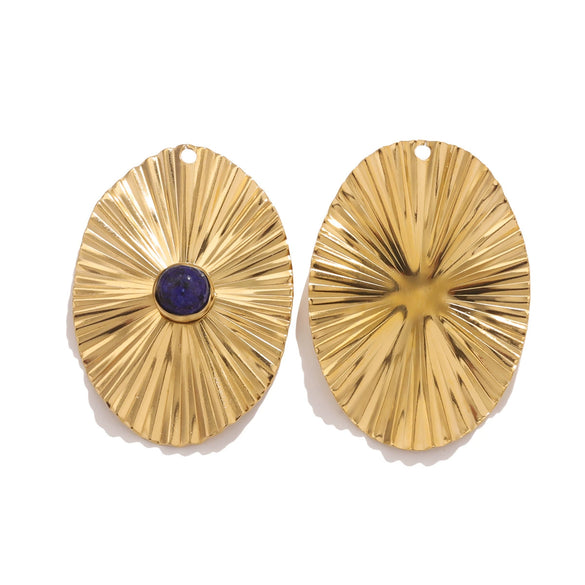 Stainless Steel Bohemian Natural Stone Pendant Earrings Necklace Pendant With Hirback Pattern And Electroplating Treatment