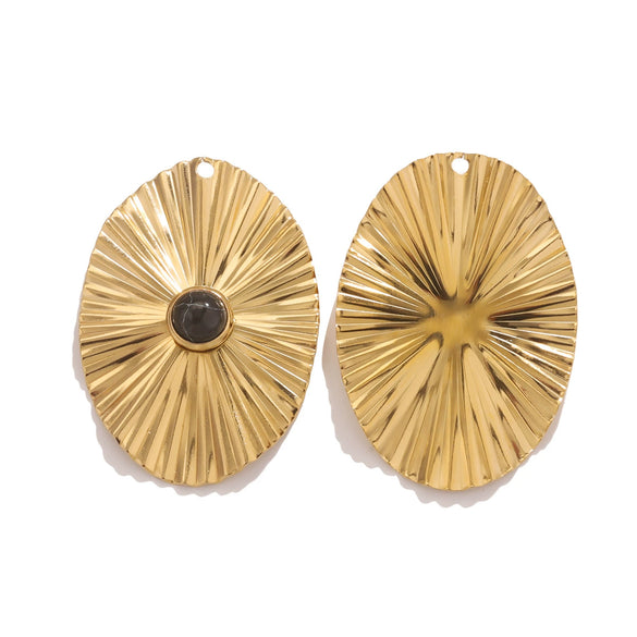 Stainless Steel Bohemian Natural Stone Pendant Earrings Necklace Pendant With Hirback Pattern And Electroplating Treatment