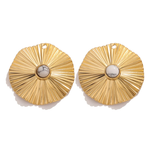 Stainless Steel Bohemian Natural Stone Pendant Earrings Necklace Pendant With Hirback Pattern And Electroplating Treatment