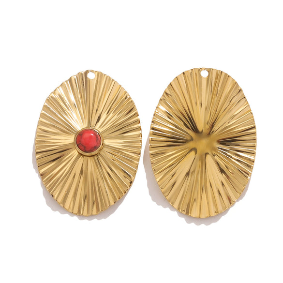 Stainless Steel Bohemian Natural Stone Pendant Earrings Necklace Pendant With Hirback Pattern And Electroplating Treatment