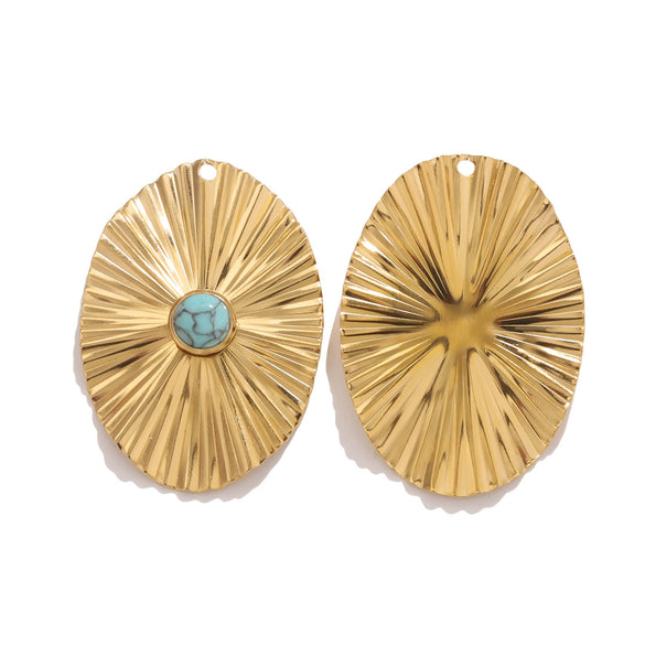 Stainless Steel Bohemian Natural Stone Pendant Earrings Necklace Pendant With Hirback Pattern And Electroplating Treatment