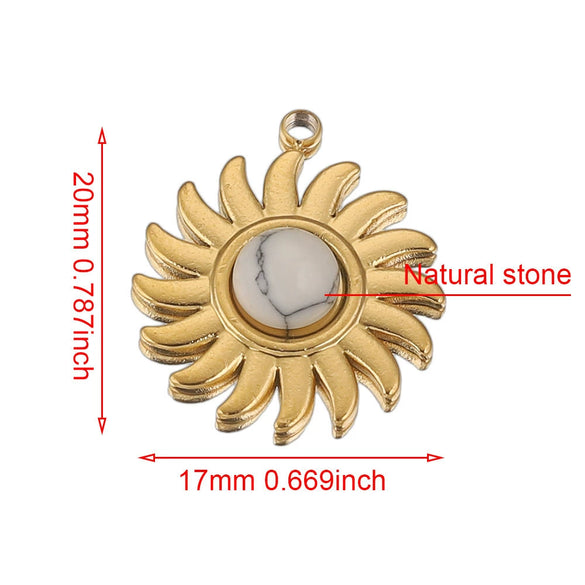 Stainless Steel Bohemian Natural Stone Pendant Jewelry Accessories For Diy Earrings And Necklace Making With Electroplating