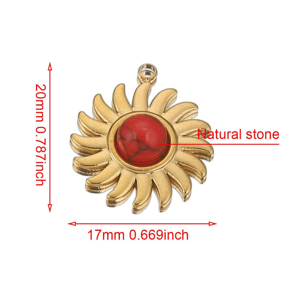 Stainless Steel Bohemian Natural Stone Pendant Jewelry Accessories For Diy Earrings And Necklace Making With Electroplating