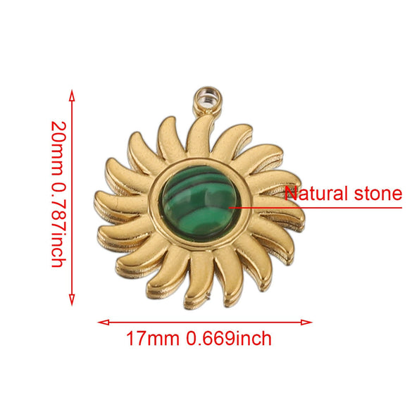 Stainless Steel Bohemian Natural Stone Pendant Jewelry Accessories For Diy Earrings And Necklace Making With Electroplating