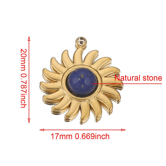 Stainless Steel Bohemian Natural Stone Pendant Jewelry Accessories For Diy Earrings And Necklace Making With Electroplating