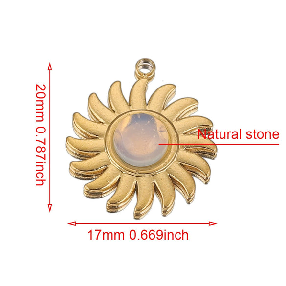 Stainless Steel Bohemian Natural Stone Pendant Jewelry Accessories For Diy Earrings And Necklace Making With Electroplating