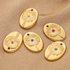 Stainless Steel Bohemian Oval Floral Pendant Jewelry Accessories With 18K Electroplating