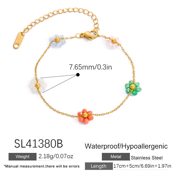 Stainless Steel Bohemian Style Geometric Beads Electroplated Women's Bracelet