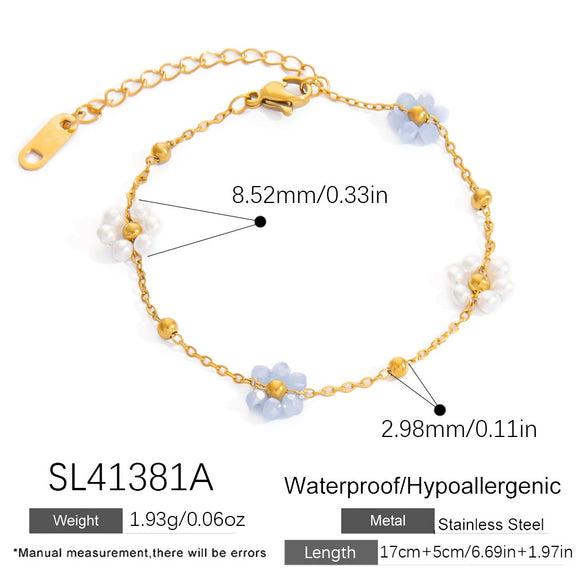 Stainless Steel Bohemian Style Geometric Beads Electroplated Women's Bracelet
