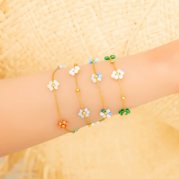 Stainless Steel Bohemian Style Geometric Beads Electroplated Women's Bracelet