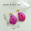 Stainless Steel Bohemian Style Lava Irregular Geometric Multi Color Rose Flower Earrings With Electroplating