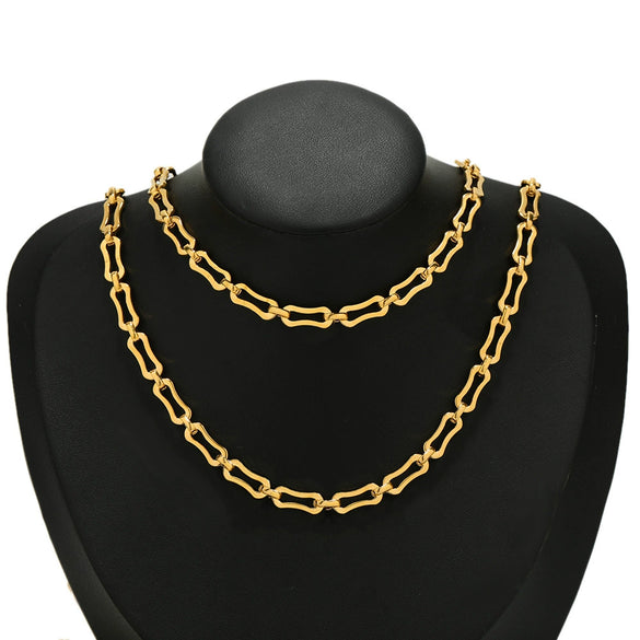 Stainless Steel Bone Pattern Diy Punk Chain Necklace And Bracelet Jewelry Accessories With Electroplating