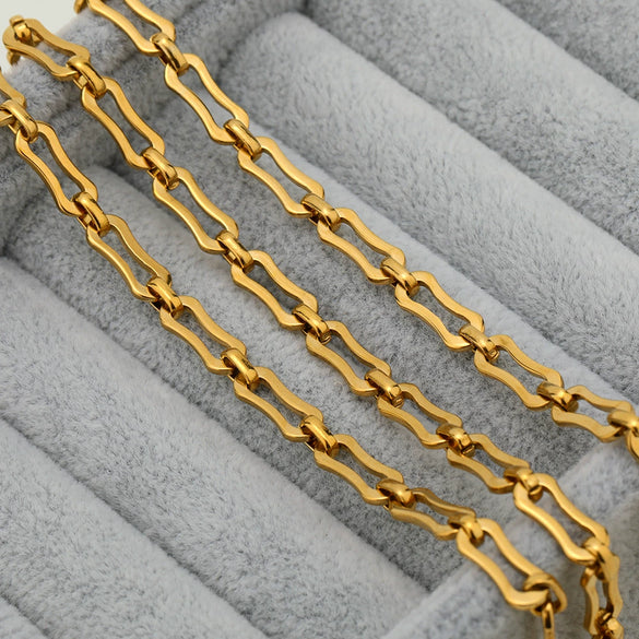 Stainless Steel Bone Pattern Diy Punk Chain Necklace And Bracelet Jewelry Accessories With Electroplating