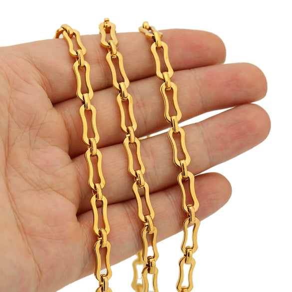 Stainless Steel Bone Pattern Diy Punk Chain Necklace And Bracelet Jewelry Accessories With Electroplating