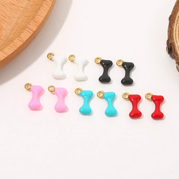 Stainless Steel Bone Shape Pendant Oil Dripping Craft Jewelry Diy Accessories