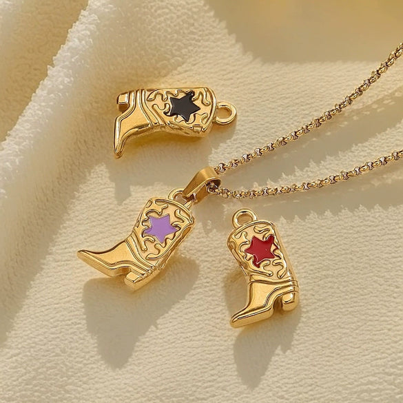 Stainless Steel Boots Pendant Vacuum Plated Necklace Bracelet Diy Accessories