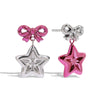 Stainless Steel Bow And Stars Earrings Jewelry With Pink Paint And Electroplating Design For Women