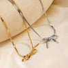 Stainless Steel Bow Clavicle Chain Retro Snake Bone Necklace For Ladies With Electroplating Treatment