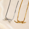 Stainless Steel Bow Clavicle Chain Retro Snake Bone Necklace For Ladies With Electroplating Treatment