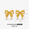 Stainless Steel Bow Earrings 18K Gold Plated For Women