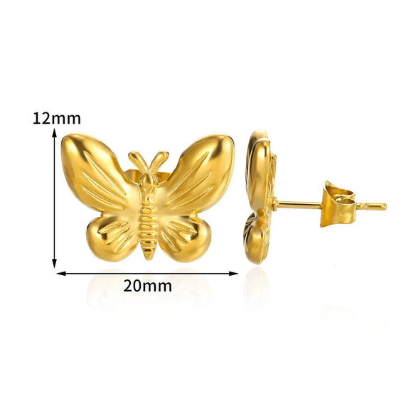 Stainless Steel Bow Geometric Electroplated Earrings For Women