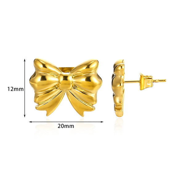 Stainless Steel Bow Geometric Electroplated Earrings For Women