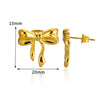 Stainless Steel Bow Geometric Electroplated Earrings For Women