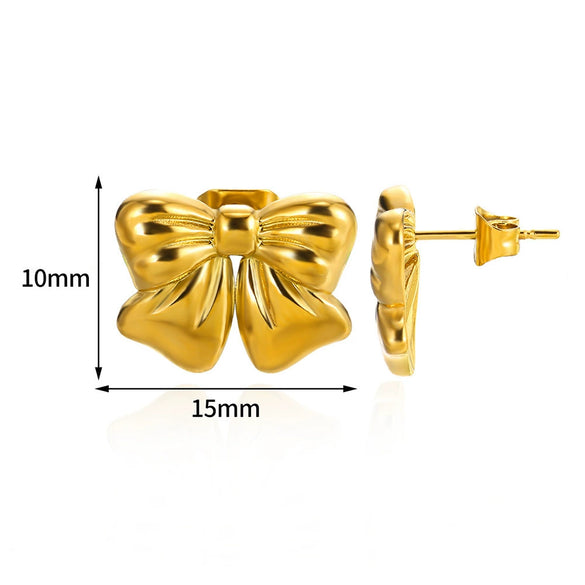 Stainless Steel Bow Geometric Electroplated Earrings For Women
