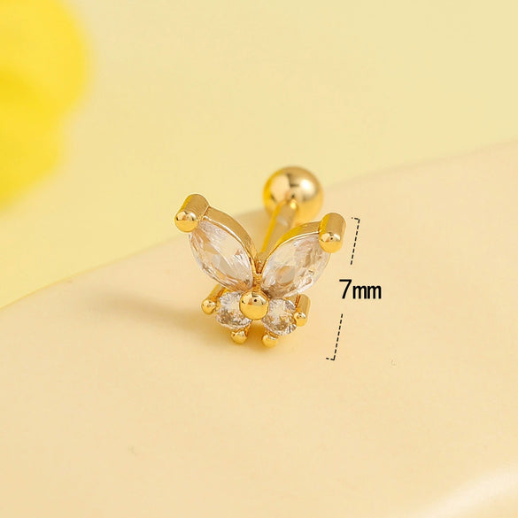 Stainless Steel Bow Geometric Flower Women's Electroplated Earrings