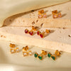 Stainless Steel Bow Geometric Zircon Inlaid Women's Ins Style 18K Goldplated Earrings