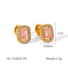 Stainless Steel Bow Geometric Zircon Inlaid Women's Ins Style 18K Goldplated Earrings